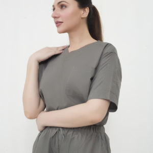 stretch and flex 97% cotton, 3% lycra scrub top and bottom
