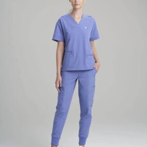 stretchable V-neck women’s scrub top – 2-pocket design with pencil pocket