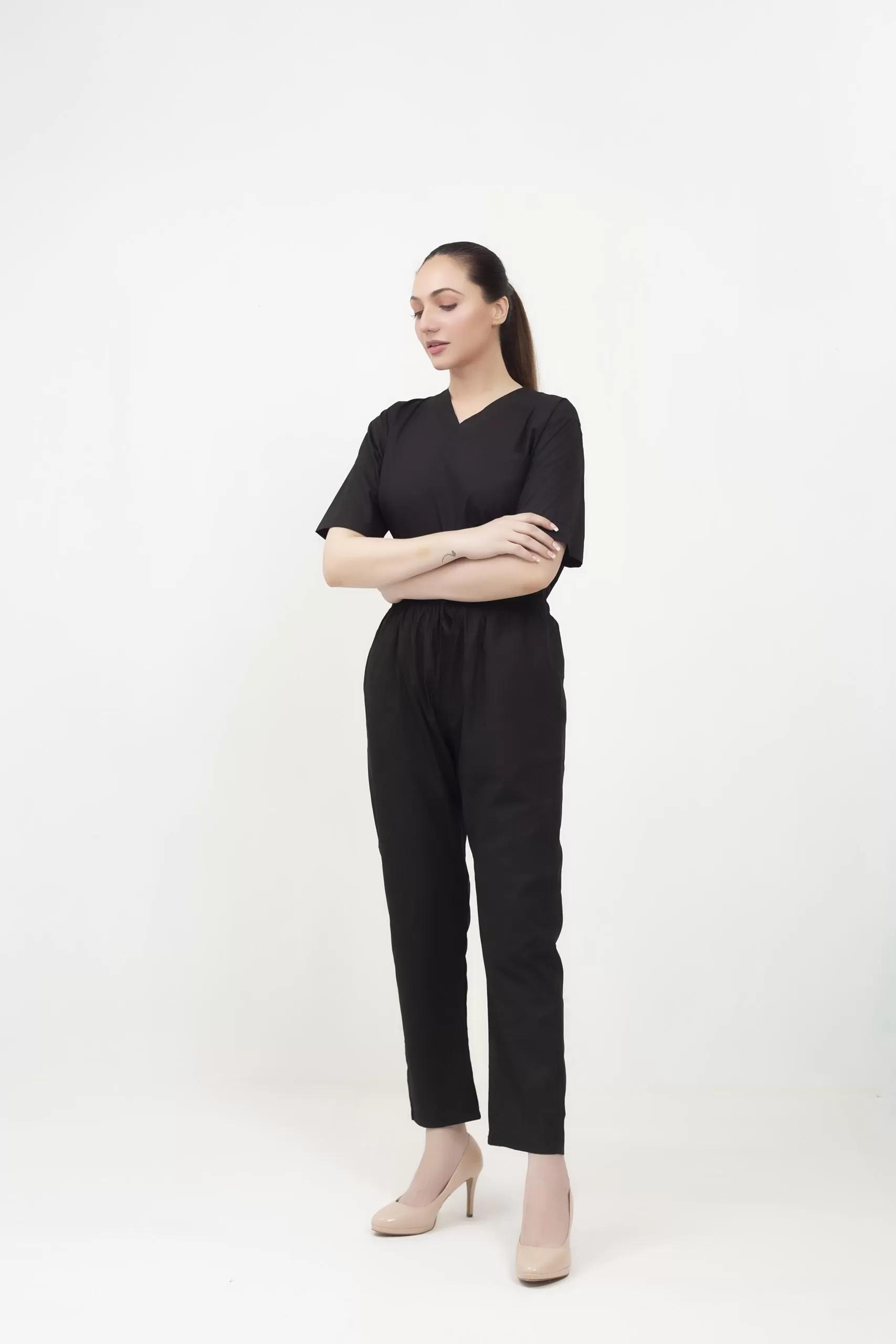 cotton 65 %, polyester 35 % scrub top and trouser side