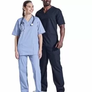 Stretchable Unisex Scrub Top & Bottom with 2 Pocket Solid Half Sleeve