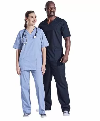 Stretchable Unisex Scrub Top & Bottom with 2 Pocket Solid Half Sleeve