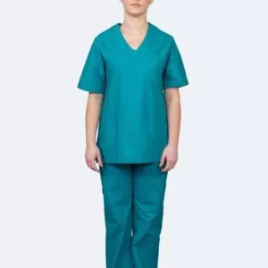 Stretchable V-Neck Women`s Scrub Top with 1 pocket - solid half sleeve