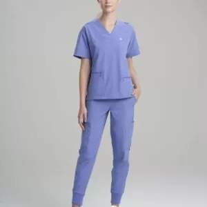 Stretchable V-Neck Women’s Scrub Top – 2-Pocket Design with Pencil Pocket