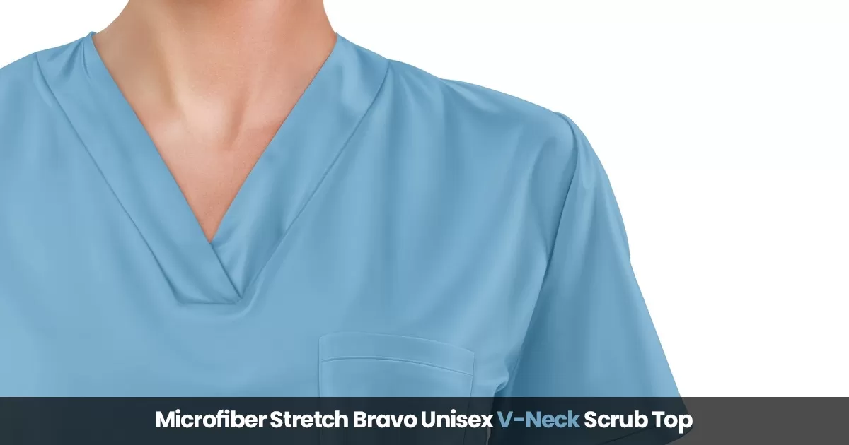 microfiber stretch bravo unisex V-neck scrub top