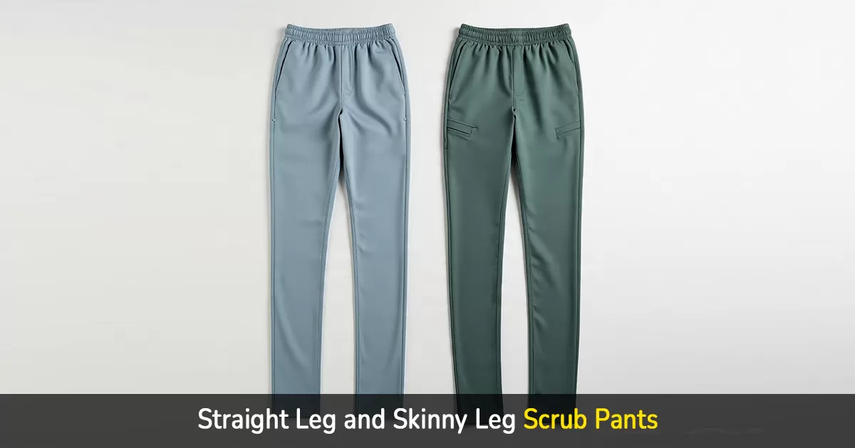 straight leg and skinny leg scrub pants